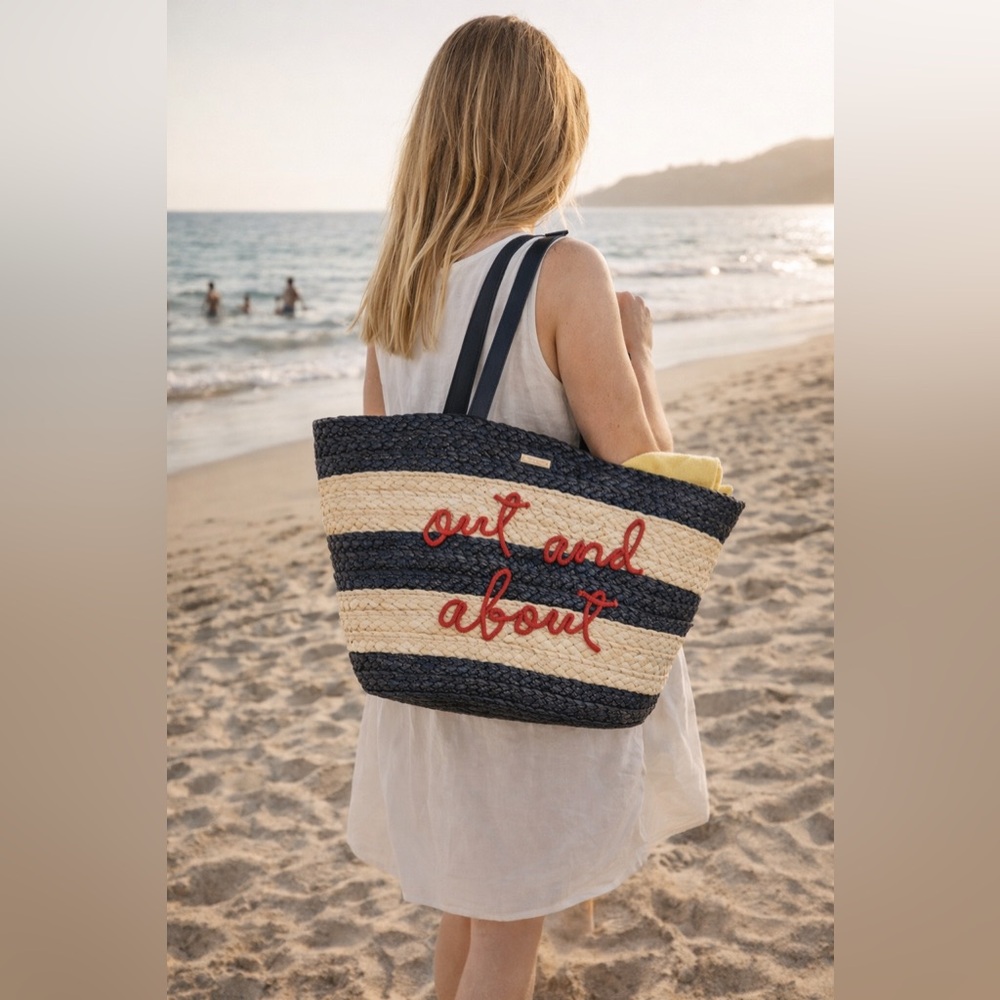 Kate Spade NWT Out and About Straw Tote from Shore Thing Line Retails $298